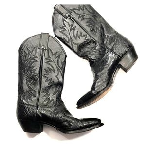 Justin black lizard skin Western cowboy boots